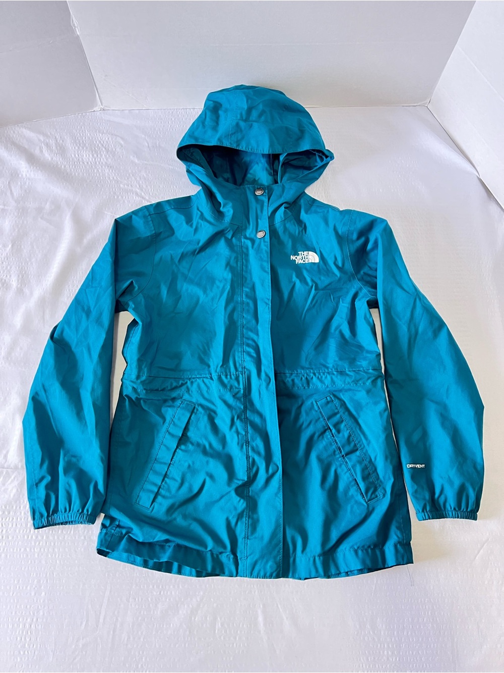 The North Face Girls Teal Blue Hooded Raincoat
